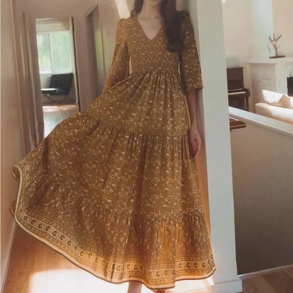 🌼Christy Dawn Basil Dress Goldenrod Floral Print 100% Organic…